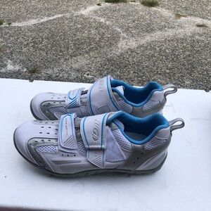 Louis Garneau Ergo Grip Cycling Shoes Women's White/Silver/Blue Size 9